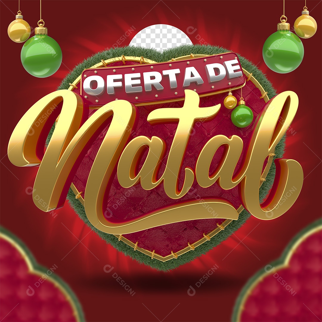 Oferta de Natal Selo 3D Vermelho e Dourado para Composição PSD