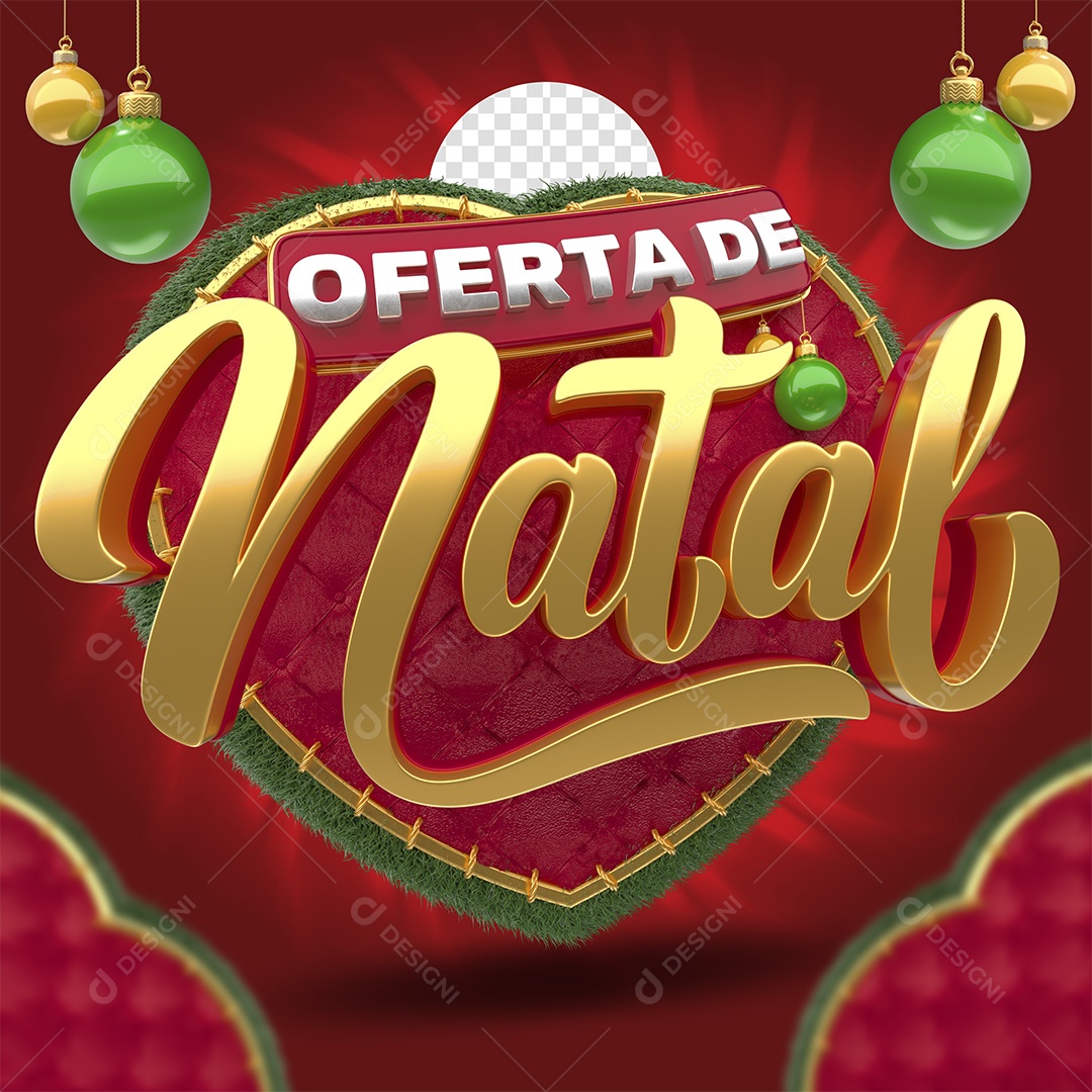 Oferta de Natal Selo 3D Vermelho e Dourado para Composição PSD