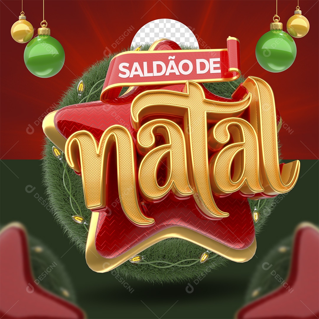 Saldão de Natal Selo 3D para Composição PSD