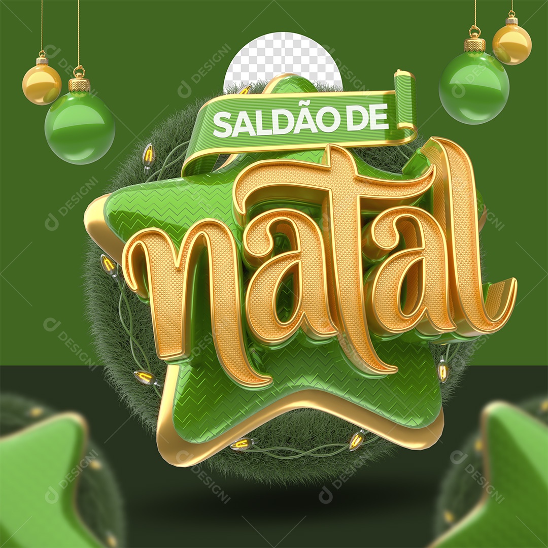 Saldão de Natal Selo 3D para Composição PSD