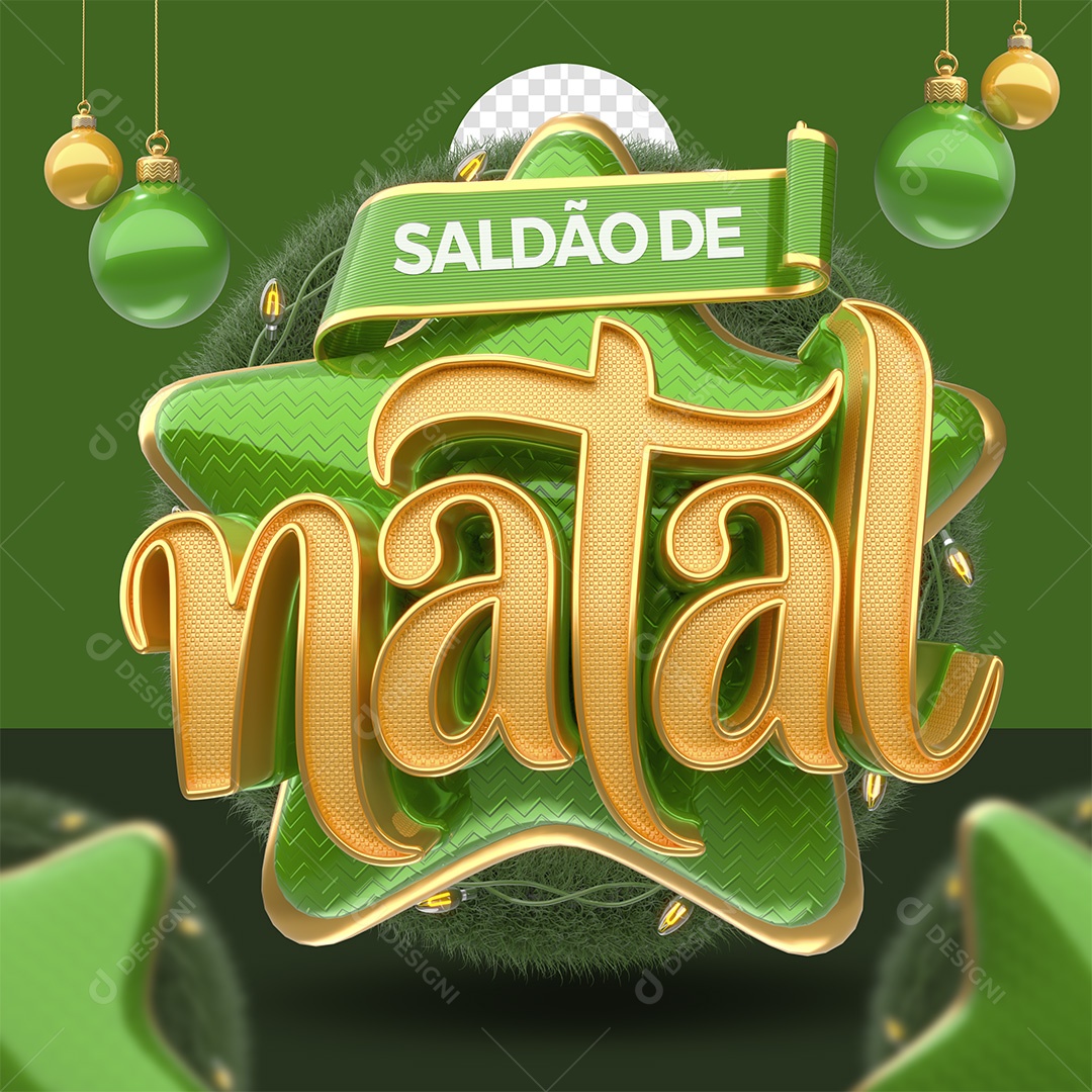 Saldão de Natal Selo 3D Verde para Composição PSD