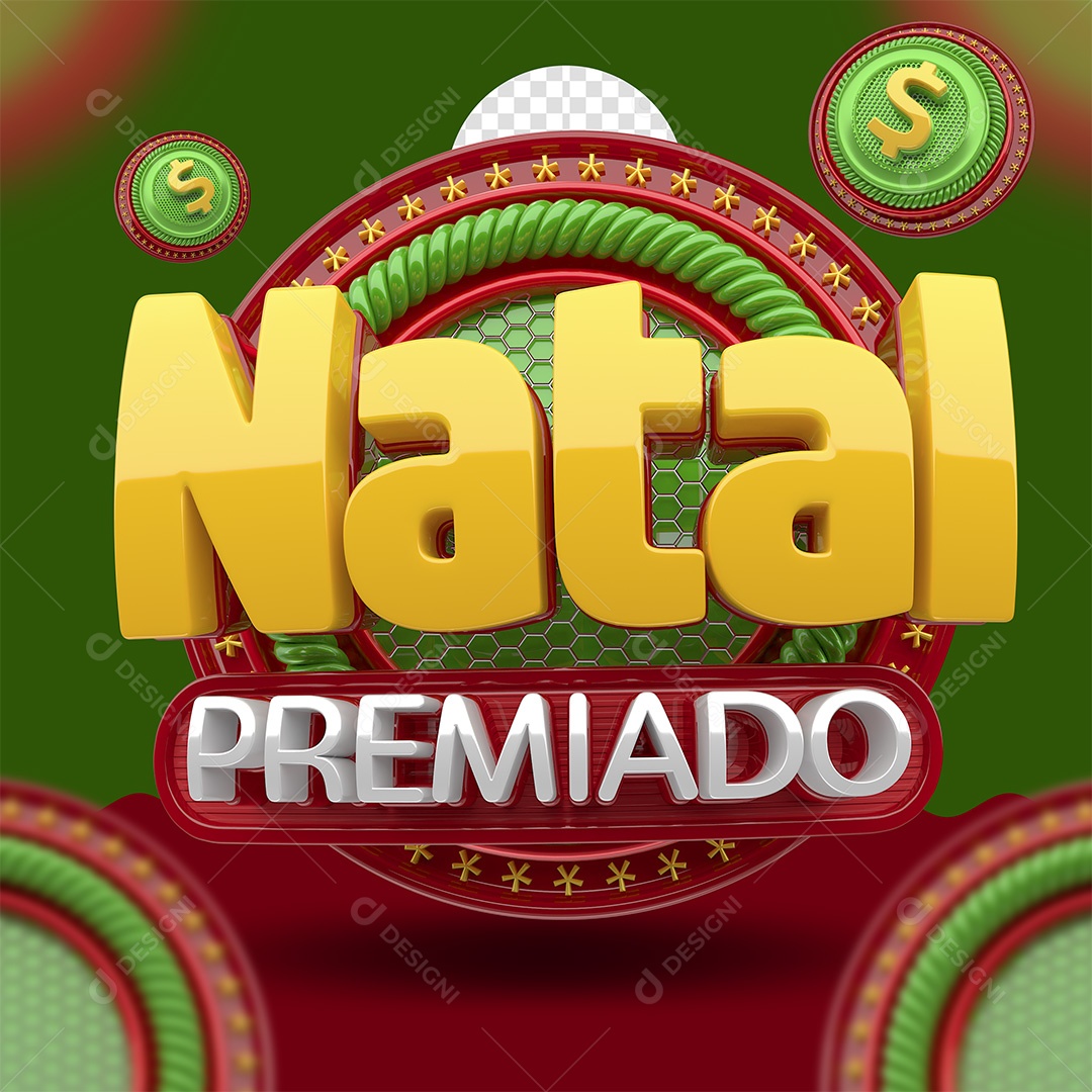 Natal Premiado Selo 3D para Composição PSD