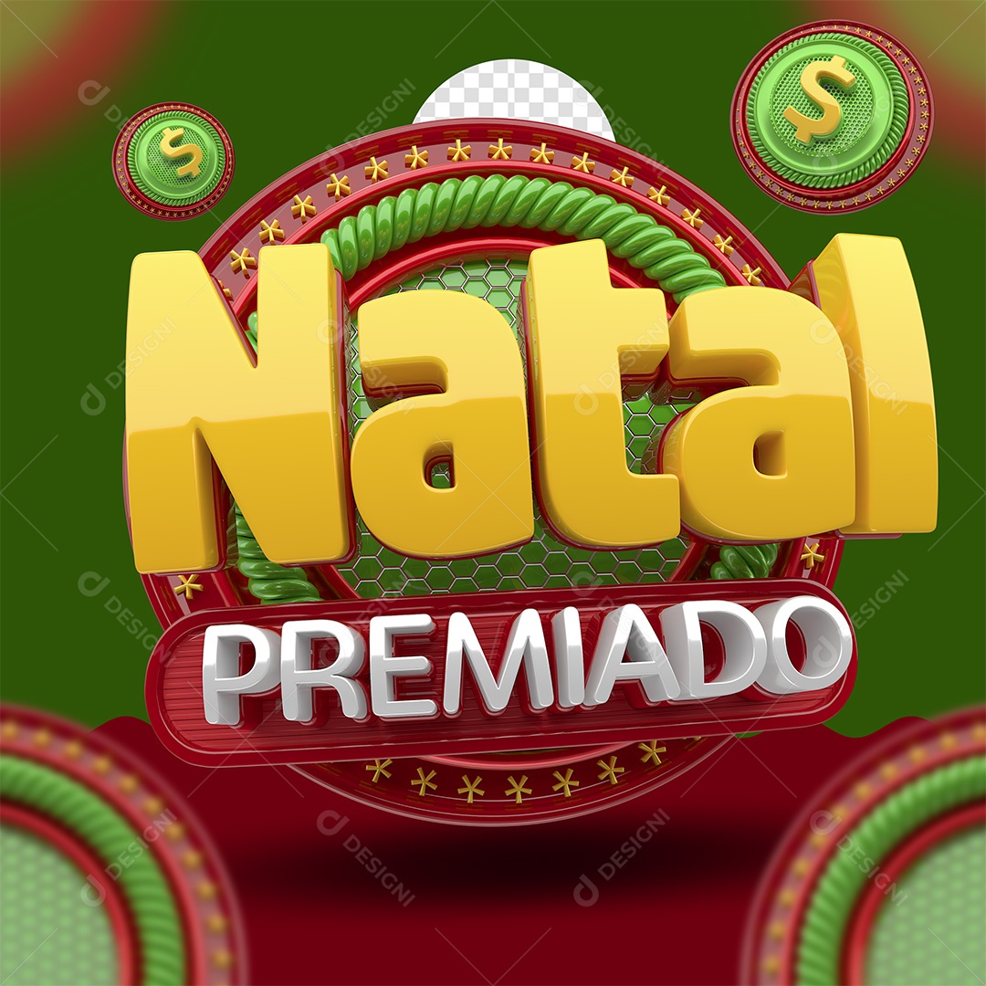 Natal Premiado Selo 3D para Composição PSD