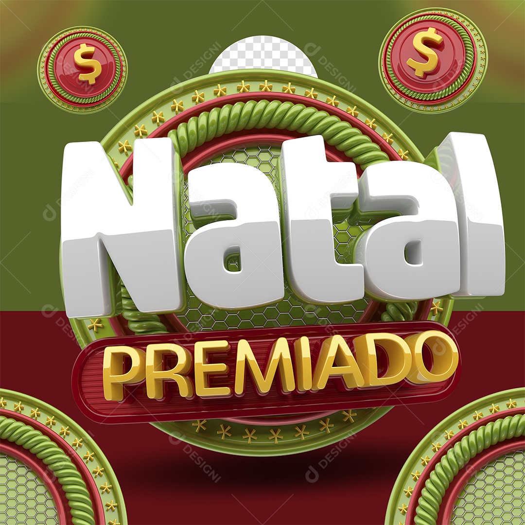 Natal Premiado Selo 3D para Composição PSD