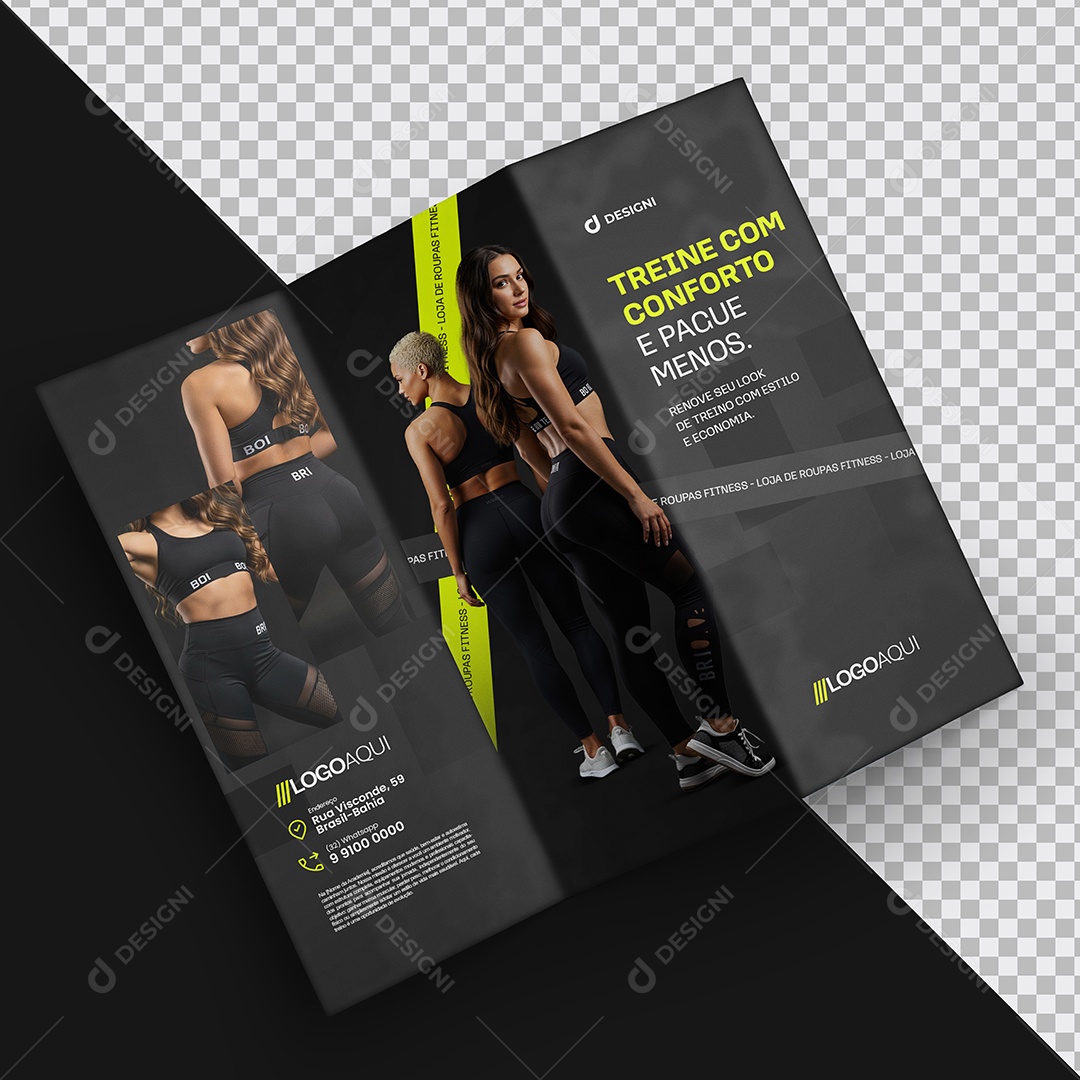 Mockup Folder 3 Dobras Academia PSD Editável