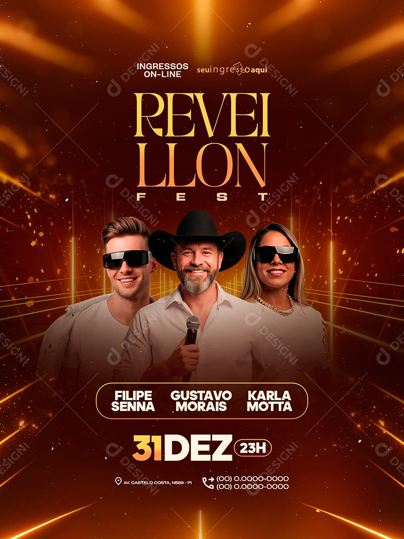 Flyer Próximos Shows Reveillon Fest Social Media PSD Editável