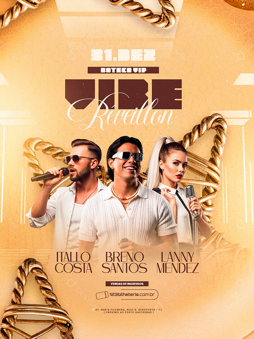 Flyer Próximos Shows Vibe Réveillon Social Media PSD Editável