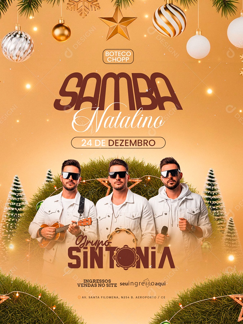 Flyer Próximos Shows Samba Natalino Social Media PSD Editável