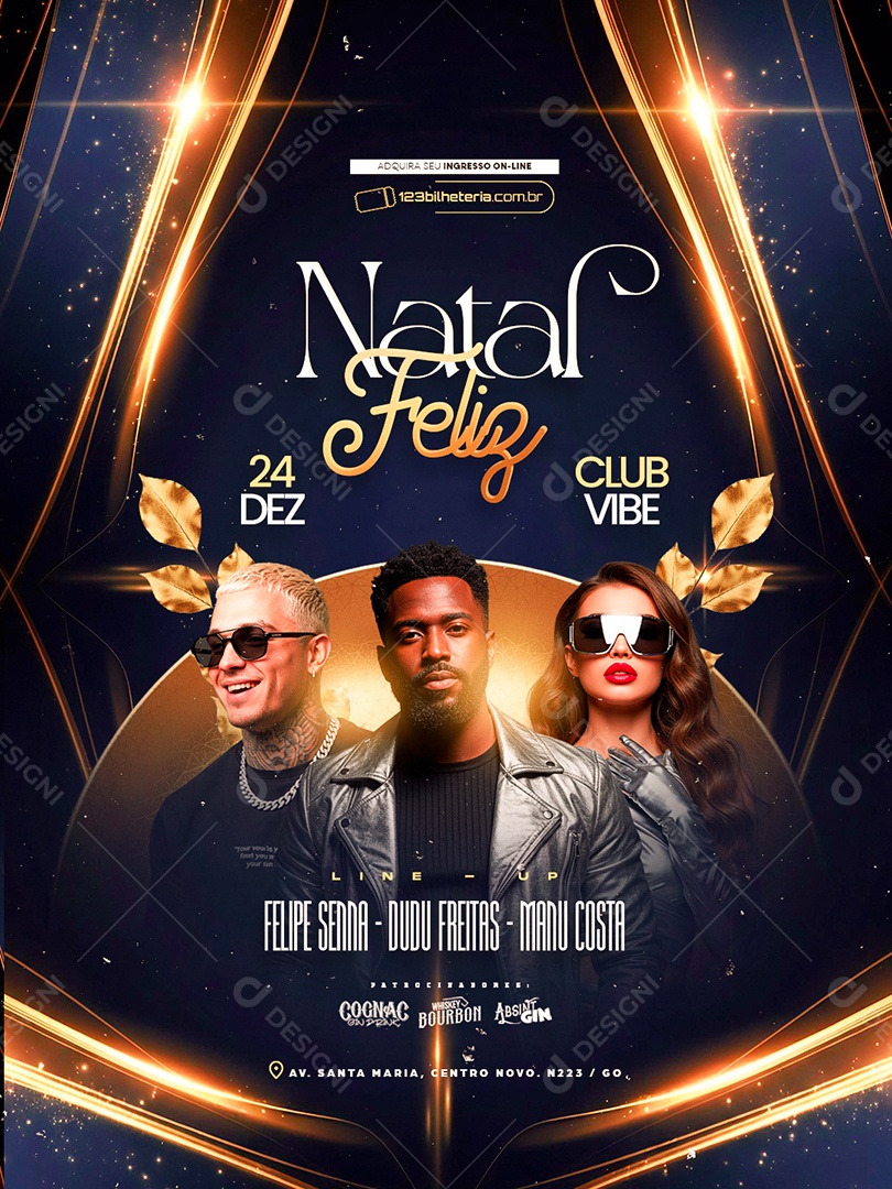 Flyer Próximos Shows Natal Feliz Social Media PSD Editável