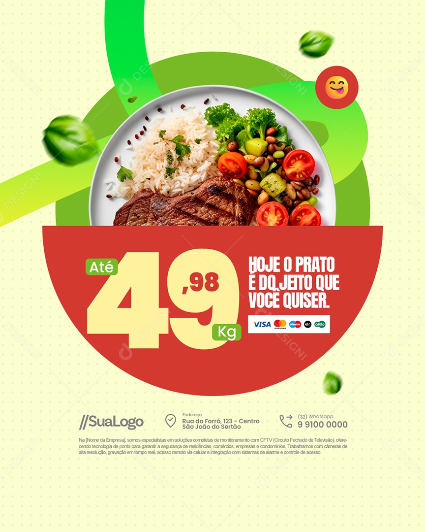 Restaurante Hoje o Prato é do Jeito Que Você Quiser Social Media PSD Editável