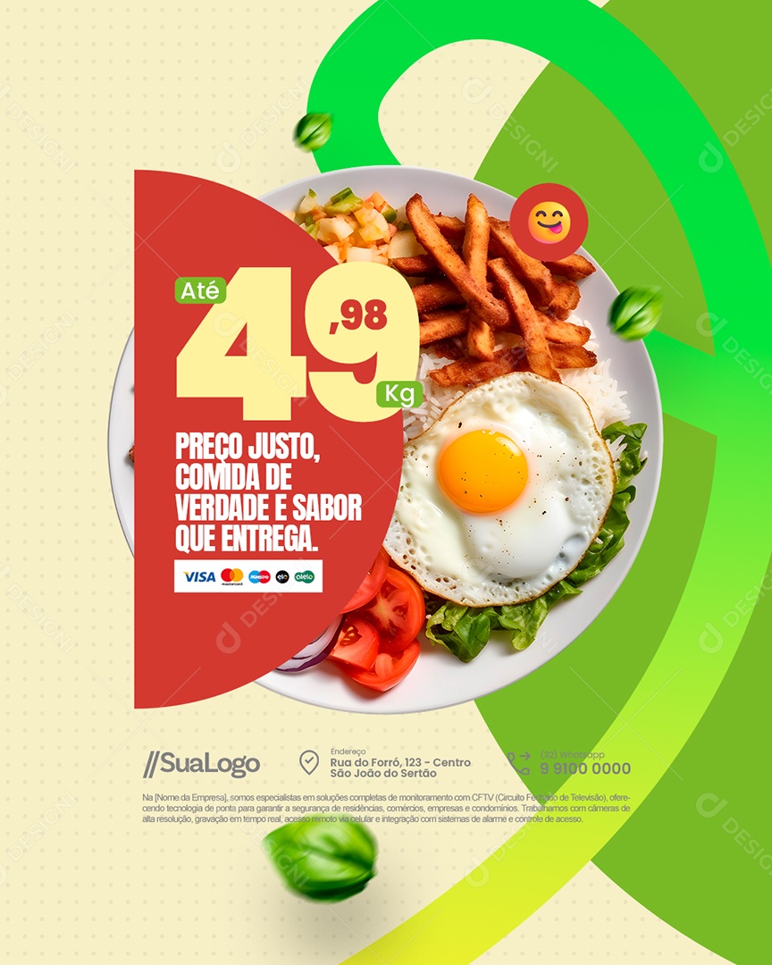 Restaurante Preço Justo Comida de Verdade e Sabor Que Entrega Social Media PSD Editável