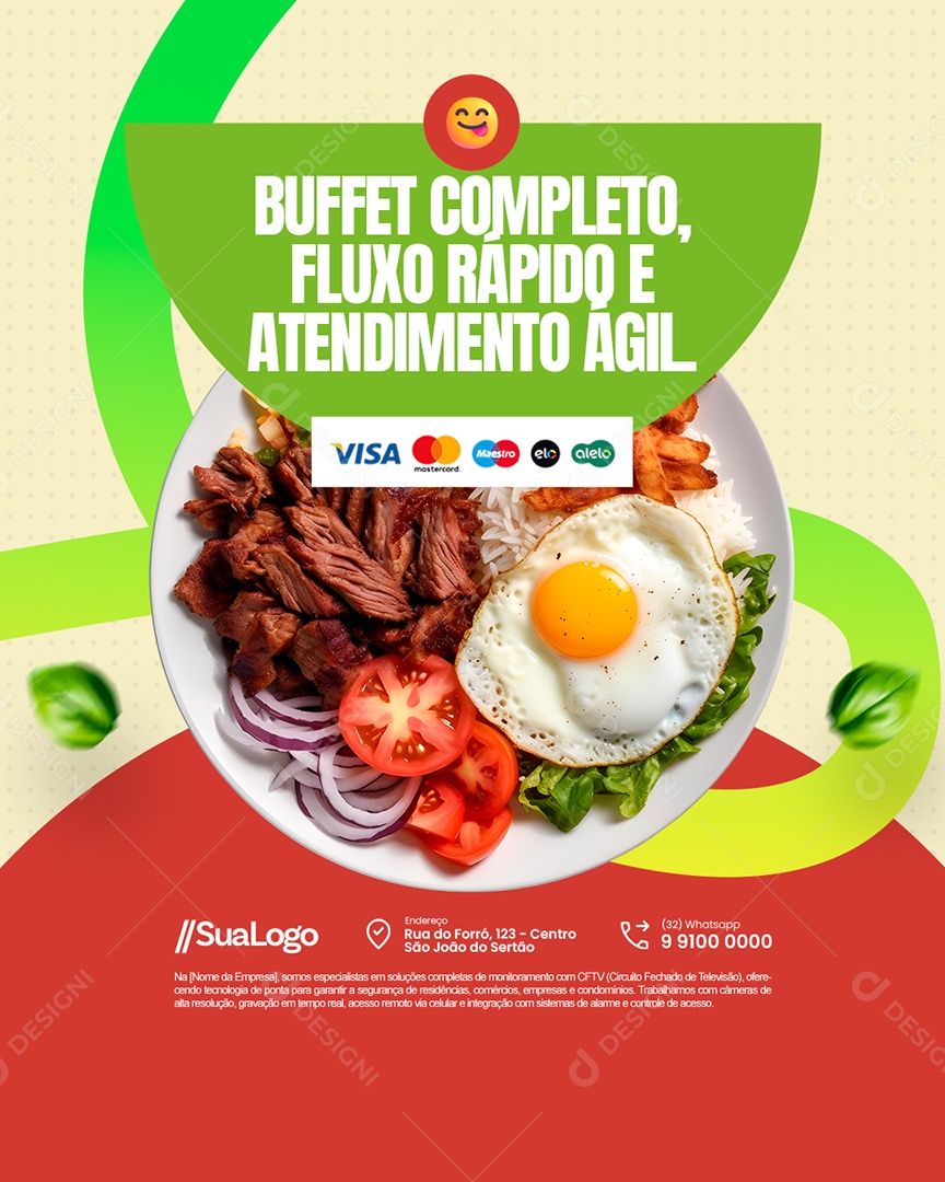 Restaurante Buffet Completo Fluxo Rápido e Atendimento Agil Social Media PSD Editável