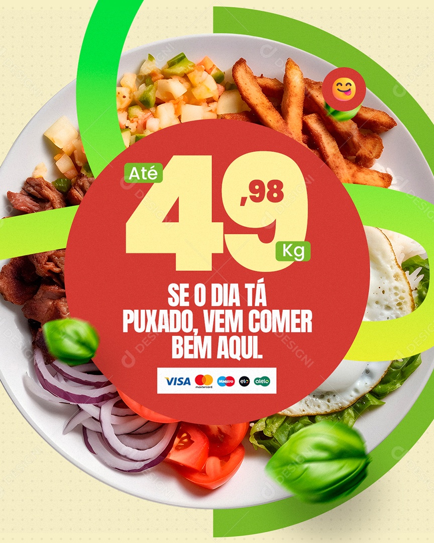 Restaurante Se o Dia Tá Puxado Vem Comer Bem Aqui Social Media PSD Editável