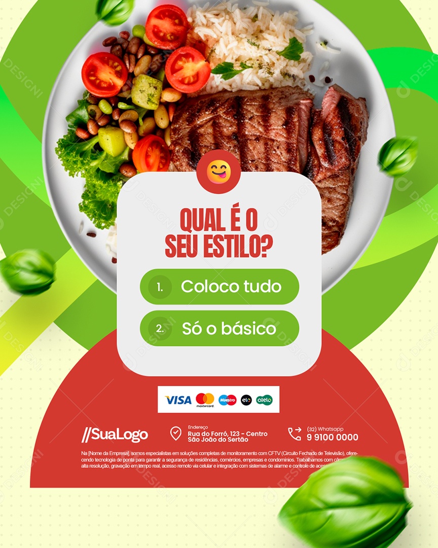 Restaurante Qual é o Seu Estilo Social Media PSD Editável