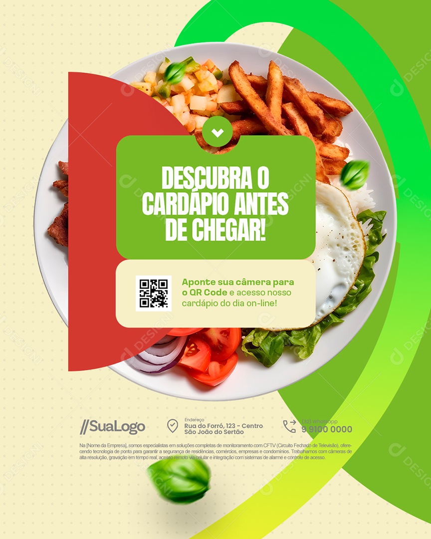 Restaurante Descubra o Cardápio Antes de Chegar Social Media PSD Editável