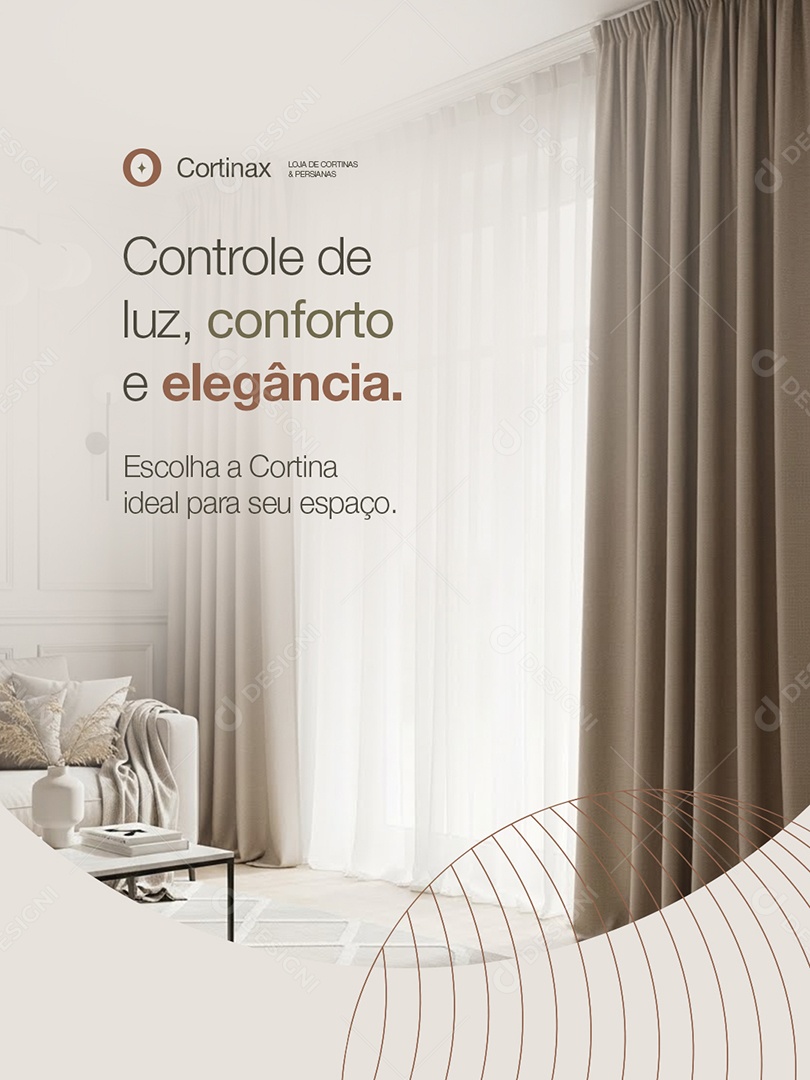 Cortinas Controle de Luz Conforto e Elegância Social Media PSD Editável