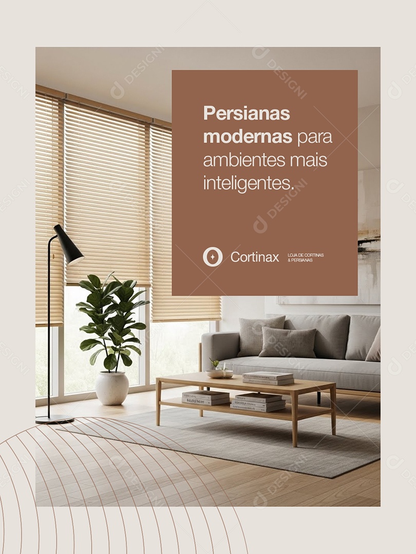 Cortinas Persianas Modernas para Ambientes Mais Inteligentes Social Media PSD Editável