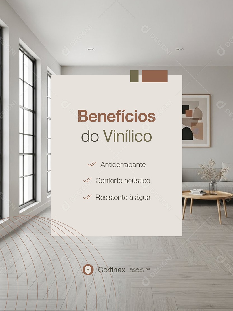 Cortinas Benefícios do Vinílico Social Media PSD Editável