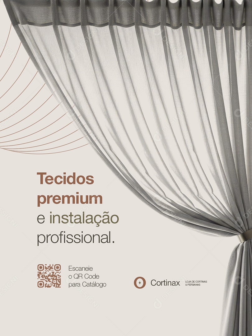 Cortinas Tecidos Premium e Instalação Profissional Social Media PSD Editável