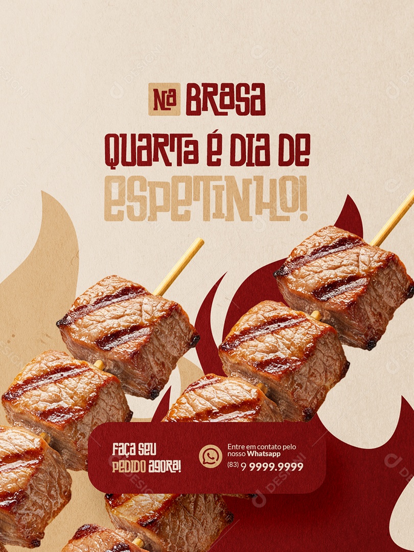 Churrascaria Quarta é Dia de Espetinho Social Media PSD Editável