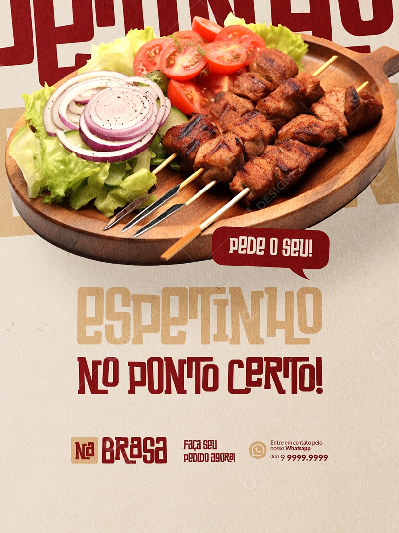 Churrascaria Pede o Seu Espetinho no Ponto Certo Social Media PSD Editável