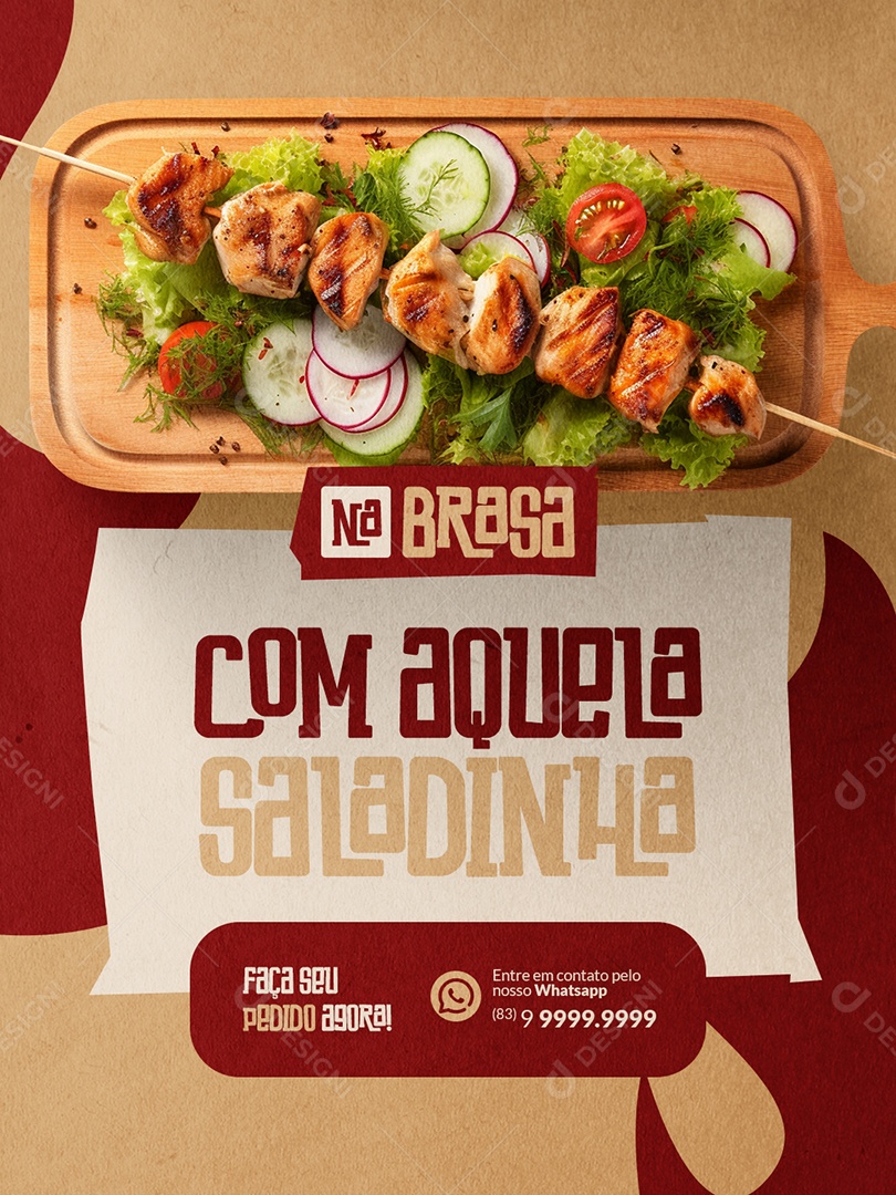 Espetinho Churrascaria com Aquela Saladinha Social Media PSD Editável