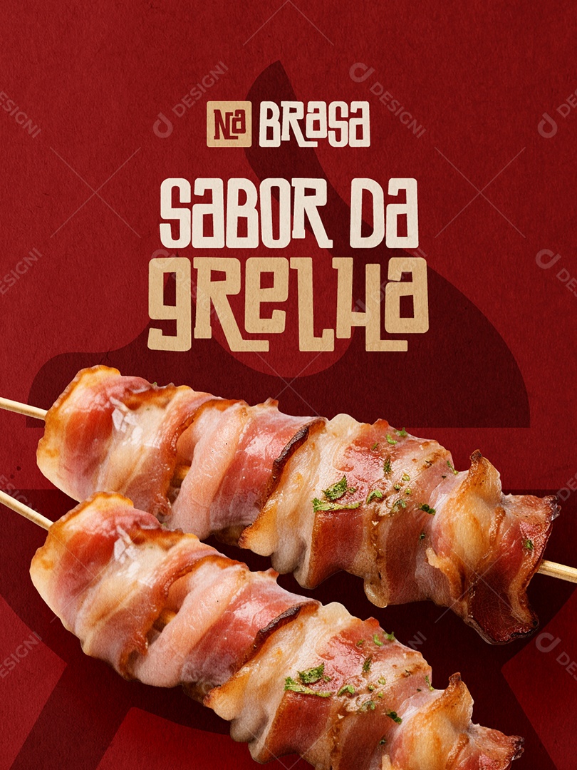 Espetinho Churrascaria Sabor da Grelha Social Media PSD Editável