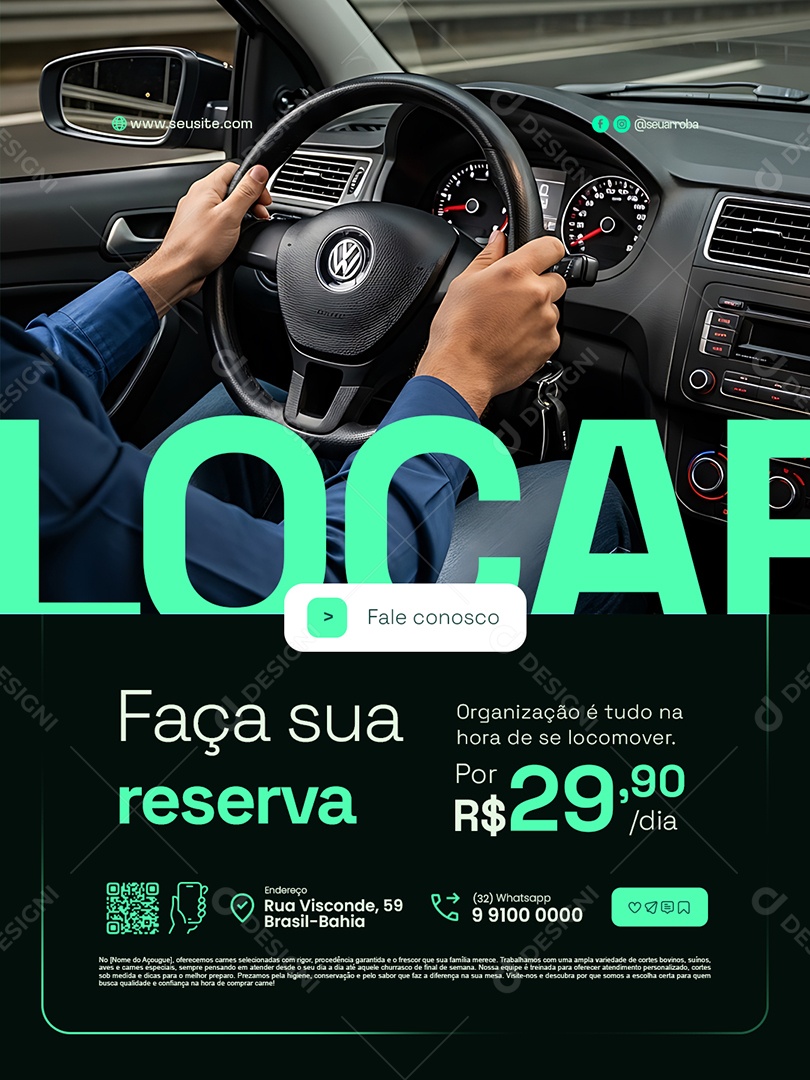 Locação de Carros e Motos Faça sua Reserva Social Media PSD Editável