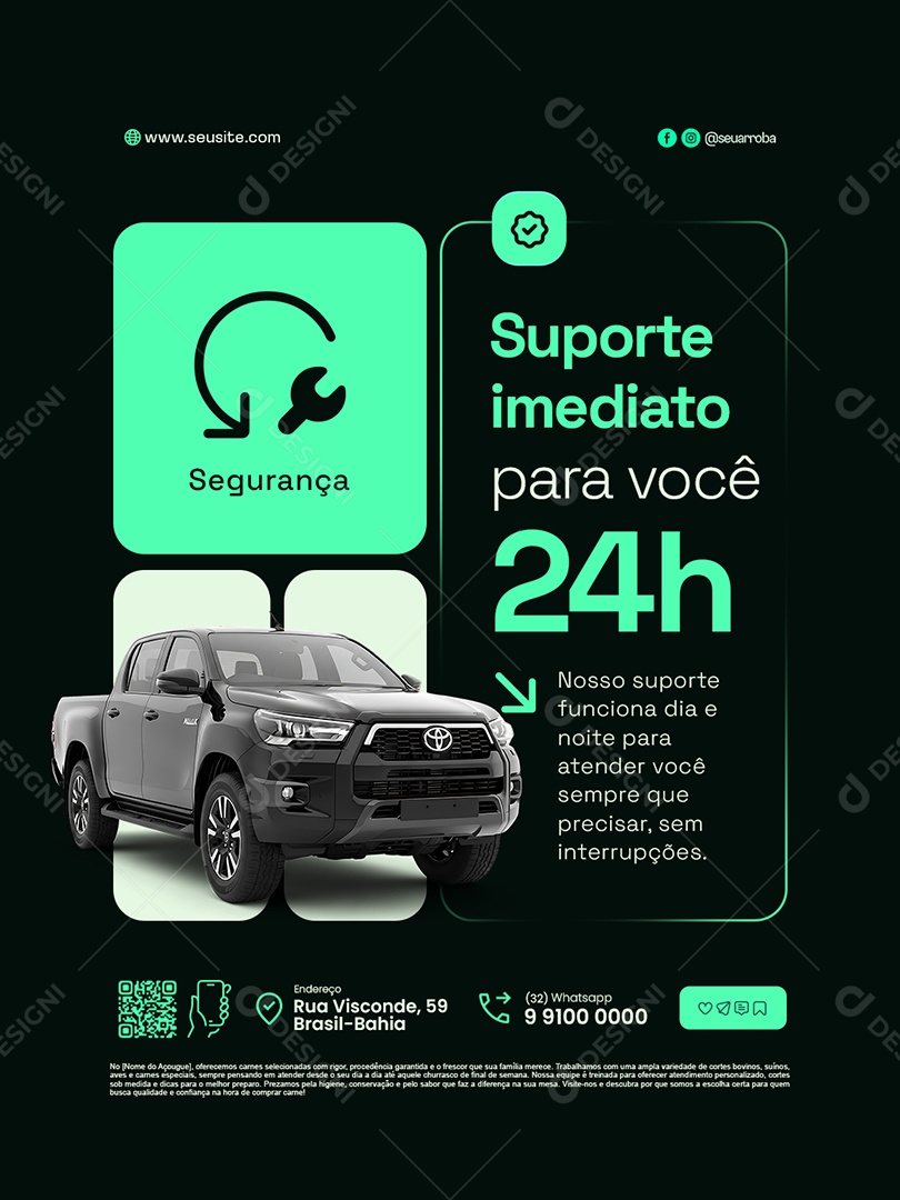 Locação de Carros e Motos Suporte Imediato para Você Social Media PSD Editável