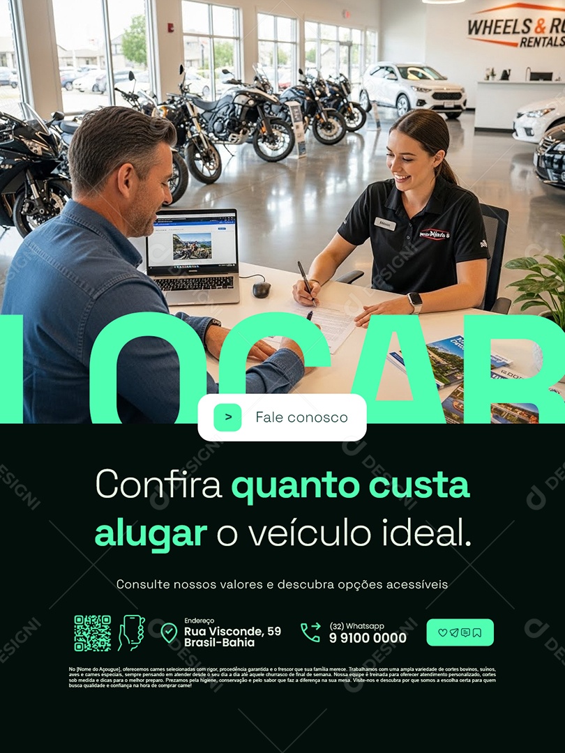 Locação de Carros e Motos Confira Quanto Custa Alugar o Veículo Ideal Social Media PSD Editável