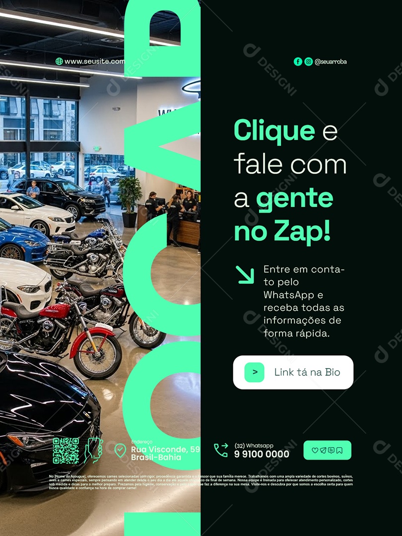 Locação de Carros e Motos Clique e Fale com a Gente no Zap Social Media PSD Editável