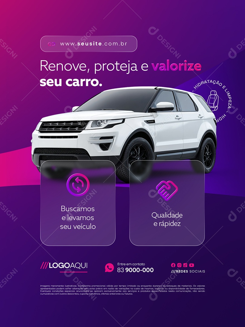 Estética Automotiva Renove Proteja e Valorize seu Carro Social Media PSD Editável