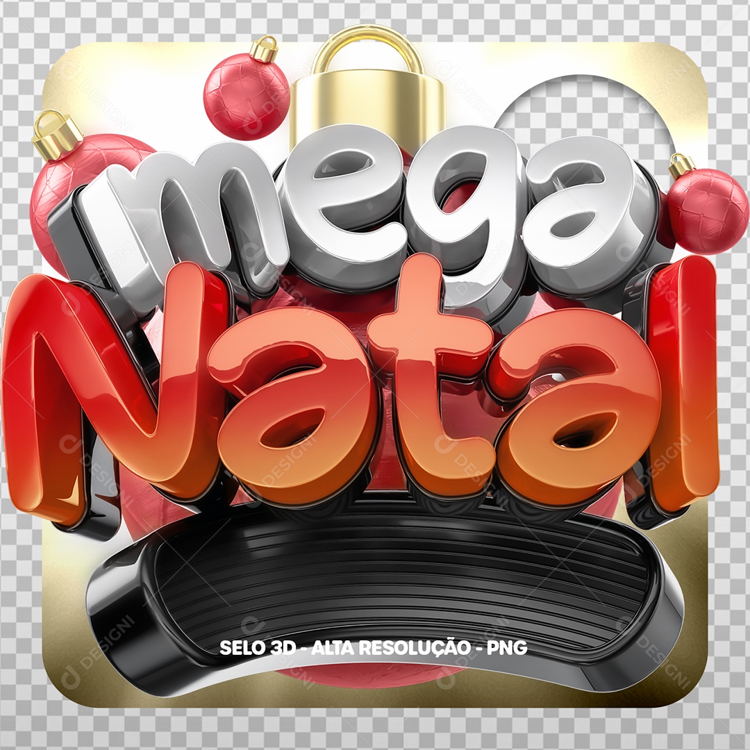 Mega Natal Selo 3D para Composição PSD