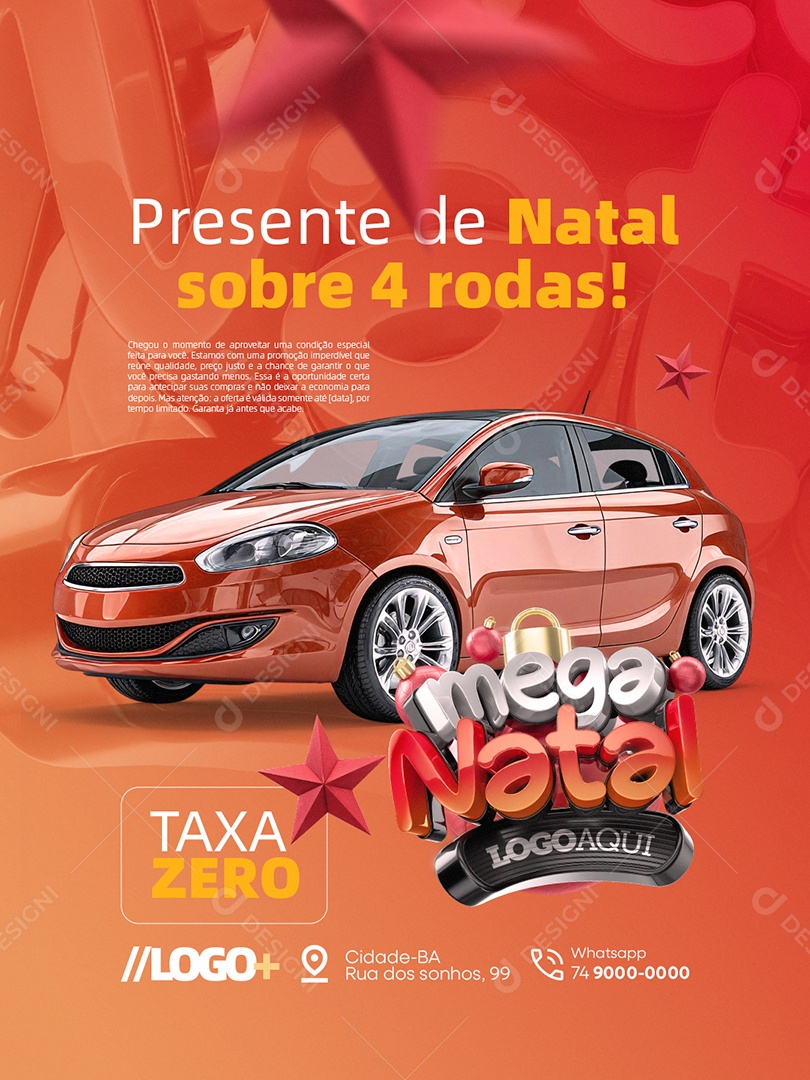 Mega Natal Concessionária Presente de Natal Sobre Quatro Rodas Social Media PSD Editável