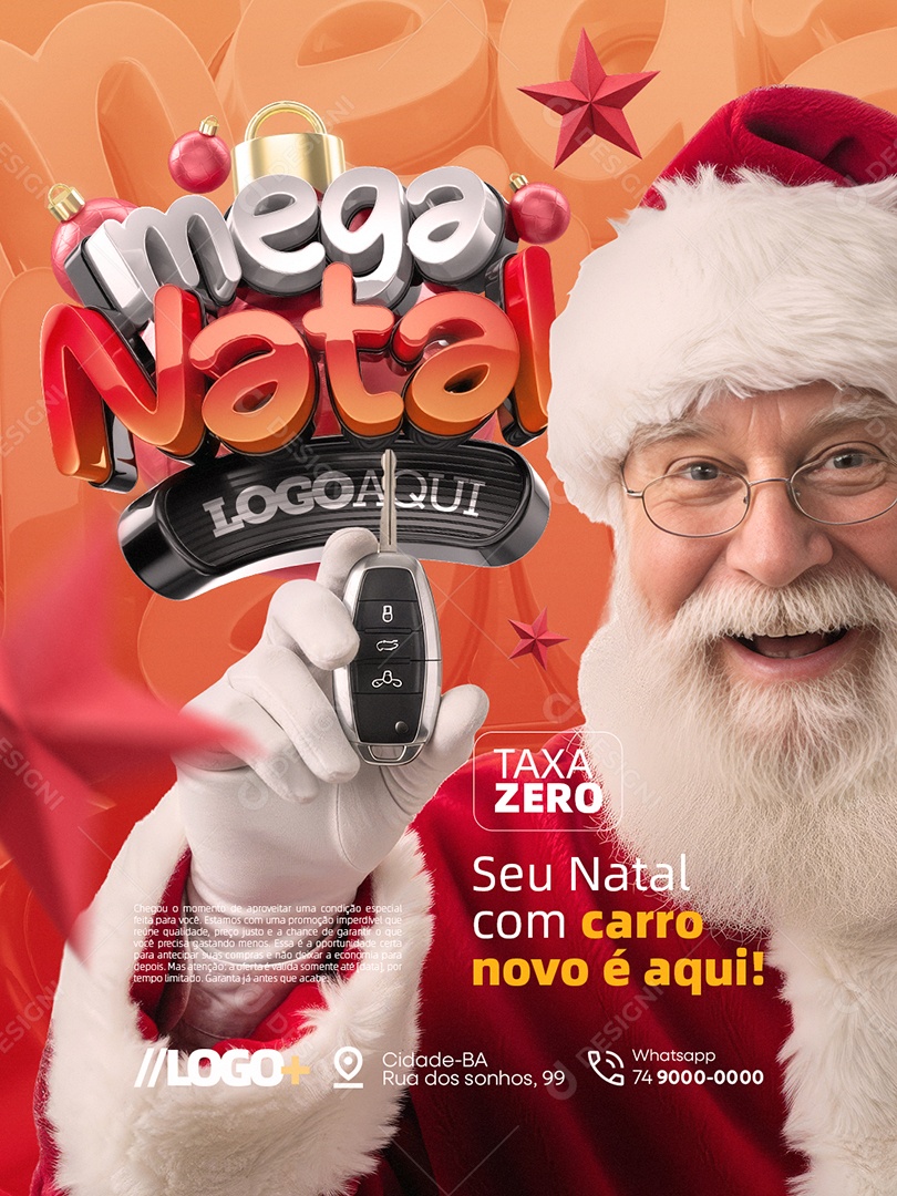 Mega Natal Concessionária Taxa Zero Seu Natal com Carro Novo é Aqui Social Media PSD Editável