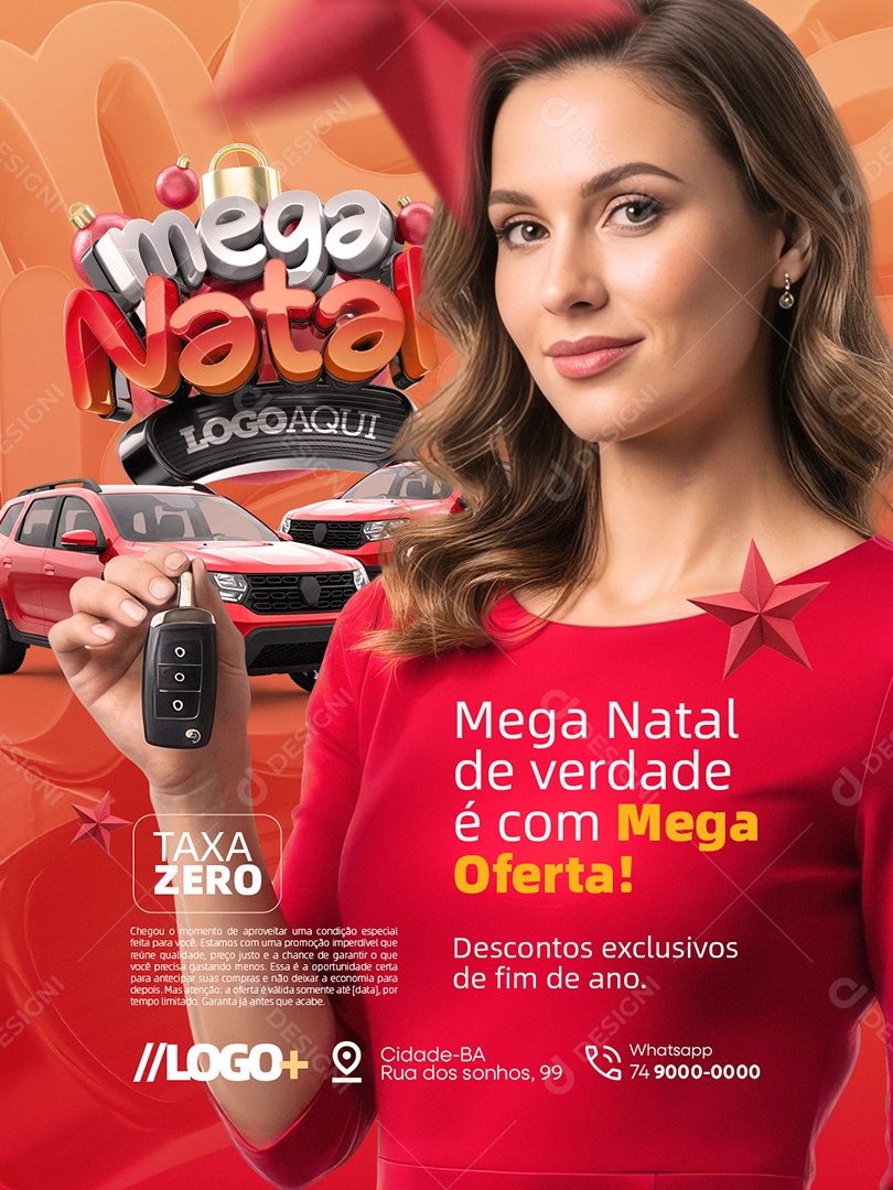 Mega Natal Concessionária Descontos Exclusivos de Fim de Ano Social Media PSD Editável