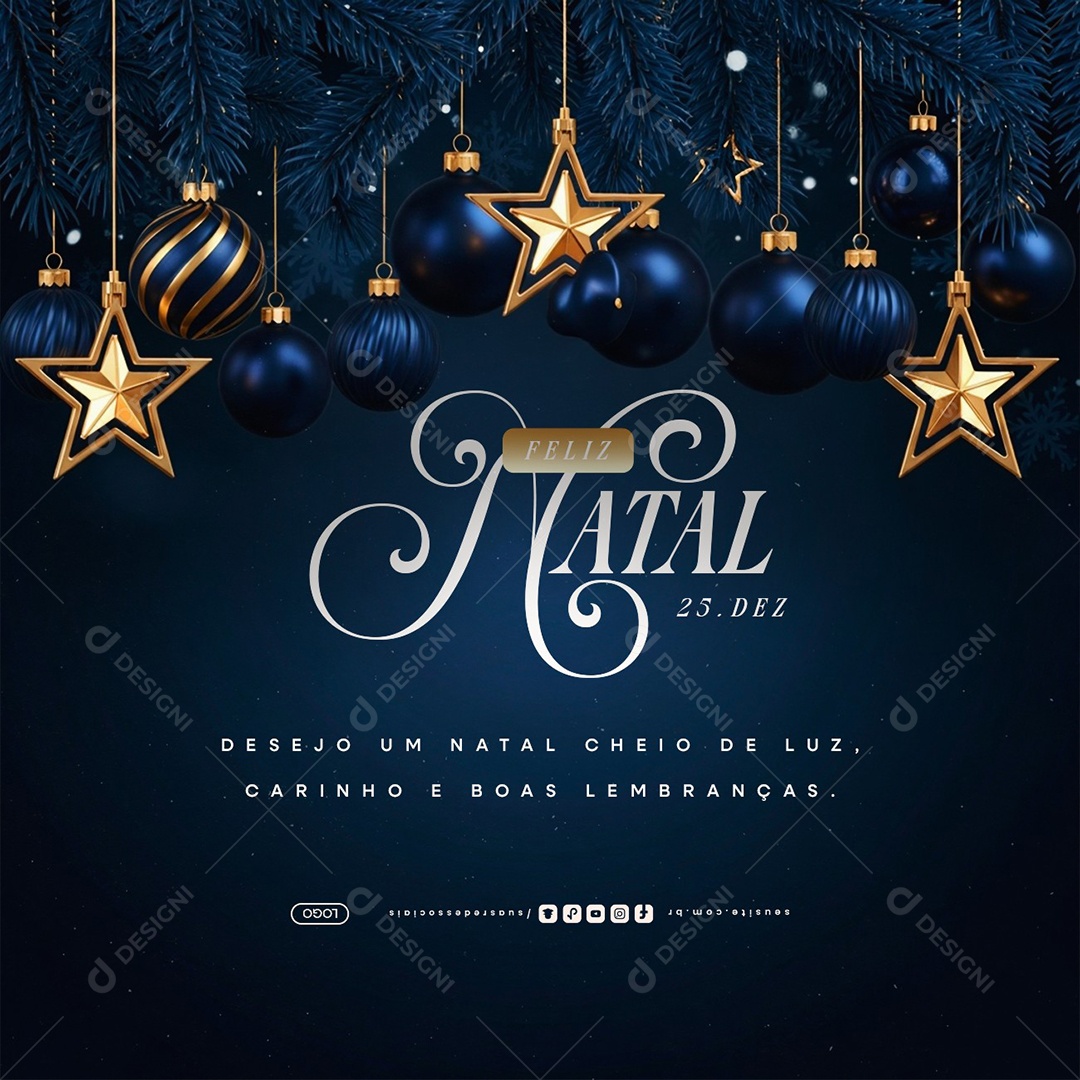 Feliz Natal 25 de Dezembro Desejo Um Natal Cheio de Luz Social Media PSD Editável