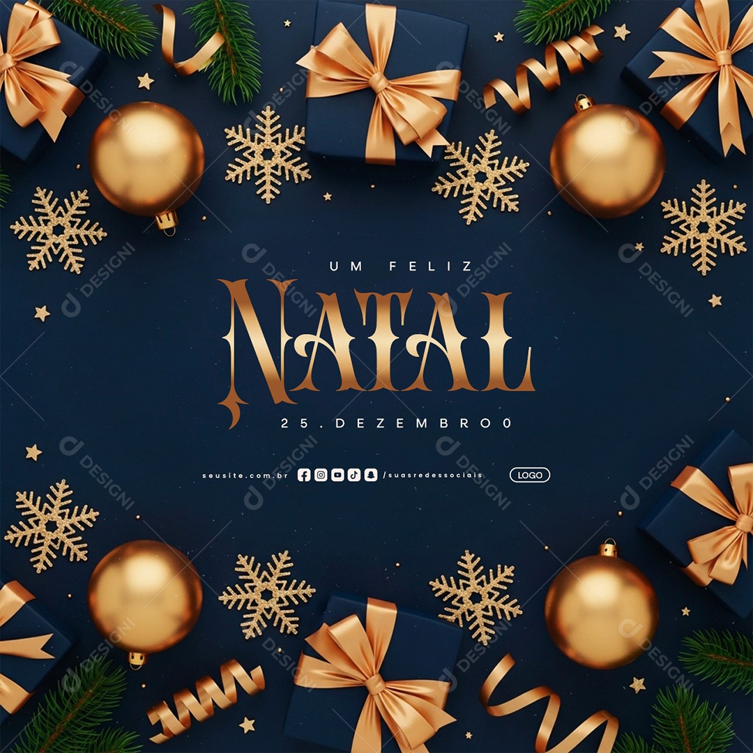 Um Feliz Natal 25 de Dezembro Social Media PSD Editável