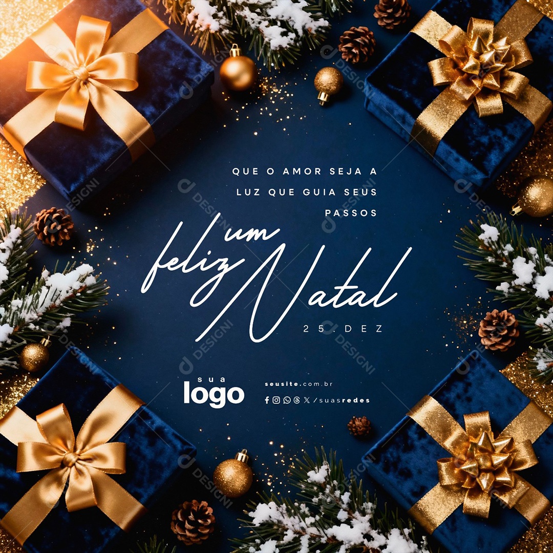 Um Feliz Natal 25 de Dezembro Social Media PSD Editável