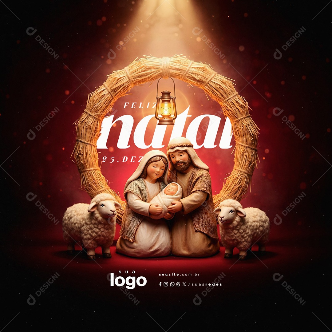 Feliz Natal 25 de Dezembro Social Media PSD Editável