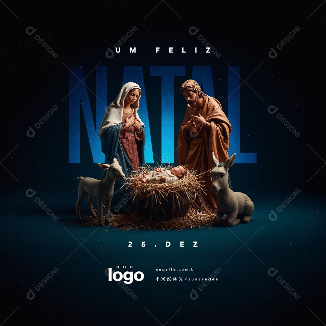 Um Feliz Natal 25 de Dezembro Social Media PSD Editável