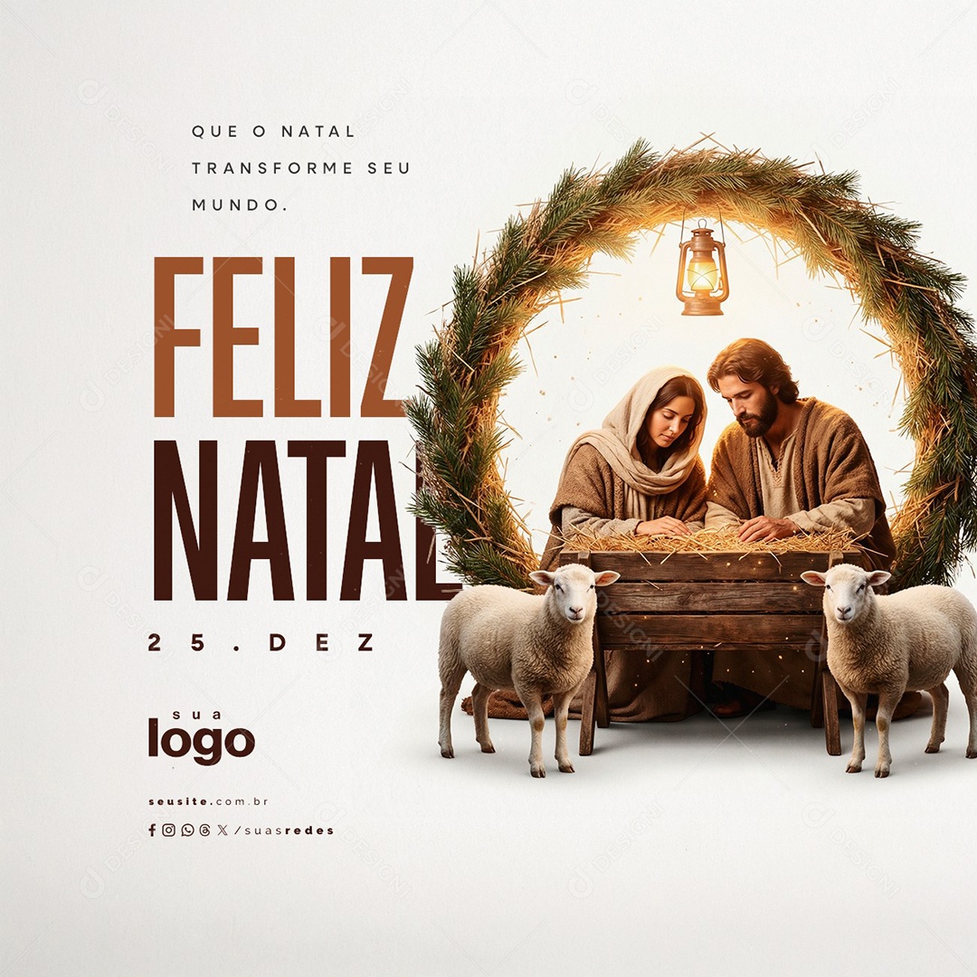 Feliz Natal Cristã 25 de Dezembro Social Media PSD Editável