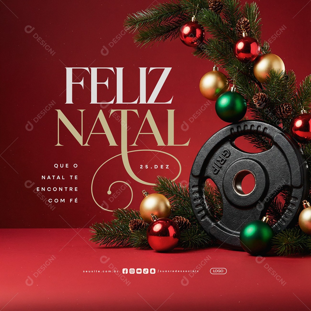 Feliz Natal 25 de Dezembro Academia Social Media PSD Editável