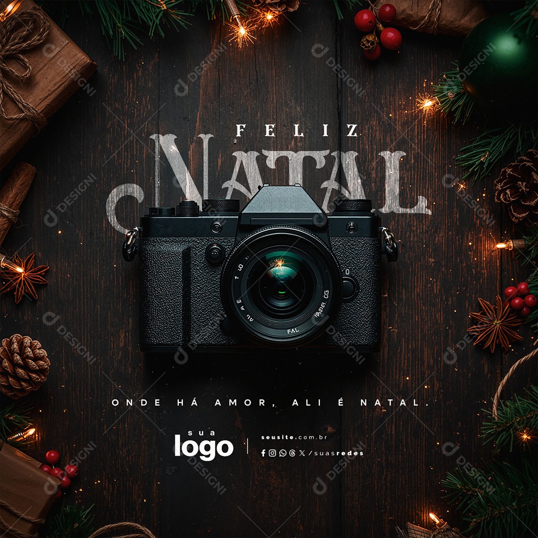 Feliz Natal 25 de Dezembro Fotográfia Social Media PSD Editável