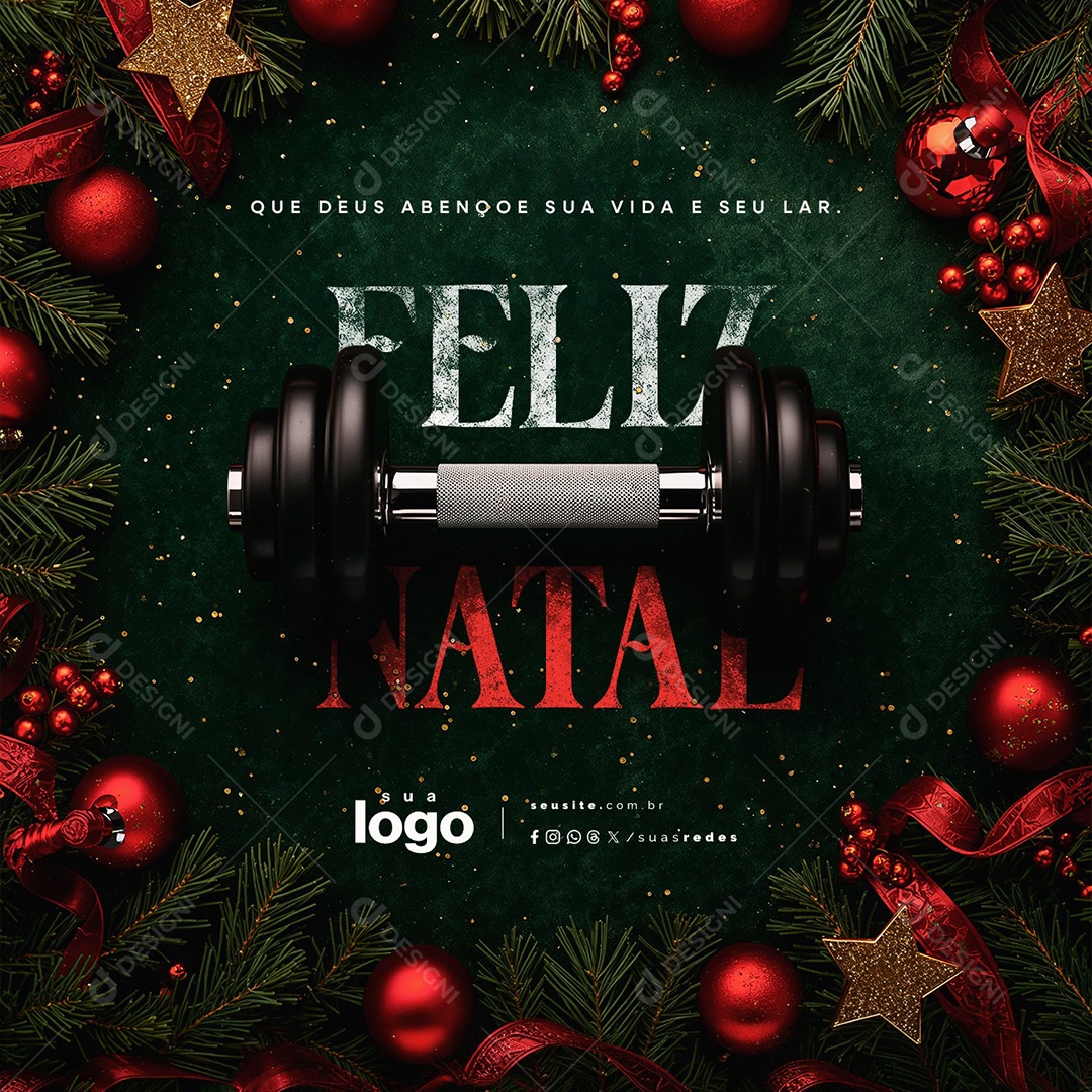 Feliz Natal 25 de Dezembro Academia Social Media PSD Editável