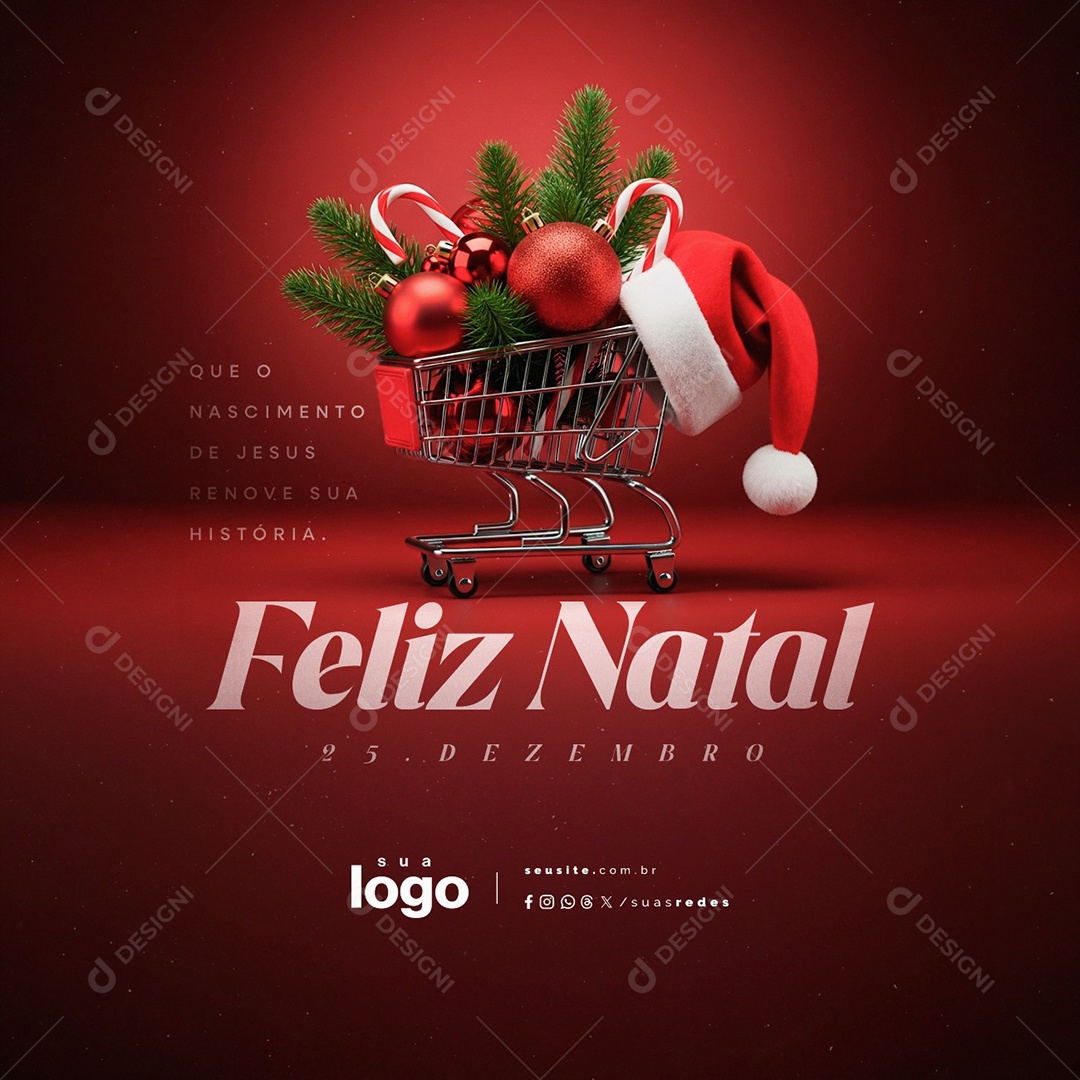 Feliz Natal 25 de Dezembro Supermercado Social Media PSD Editável