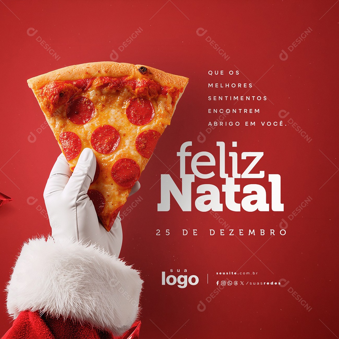 Feliz Natal 25 de Dezembro Pizzaria Social Media PSD Editável