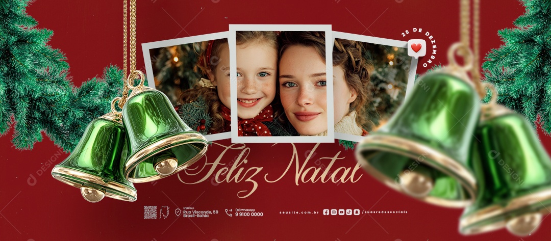 Banner Feliz Natal 25 de Dezembro Social Media PSD Editável