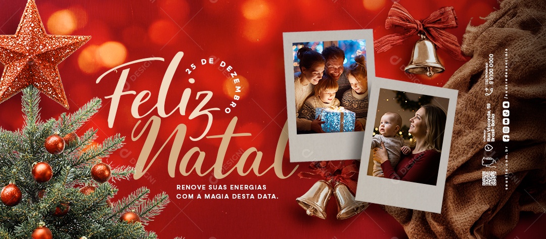 Banner Feliz Natal 25 de Dezembro Renove Suas Energias Social Media PSD Editável