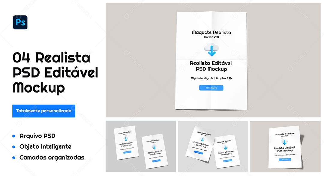 Mockup Realista de Cartões de Visita Branco PSD